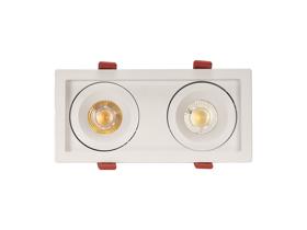 DM202816  Bezz 15-2 Powered by Philips 2x15W 2x1350lm 3000K 60° Engine, 350mA, Matt White,Adj.Deep Recessed Doubel Square Spotlight, IP20.